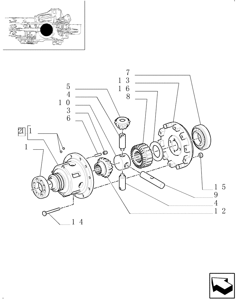 Схема запчастей Case IH MXM140 - (1.32.4/01) - DIFFERENTIAL GEARS (03) - TRANSMISSION