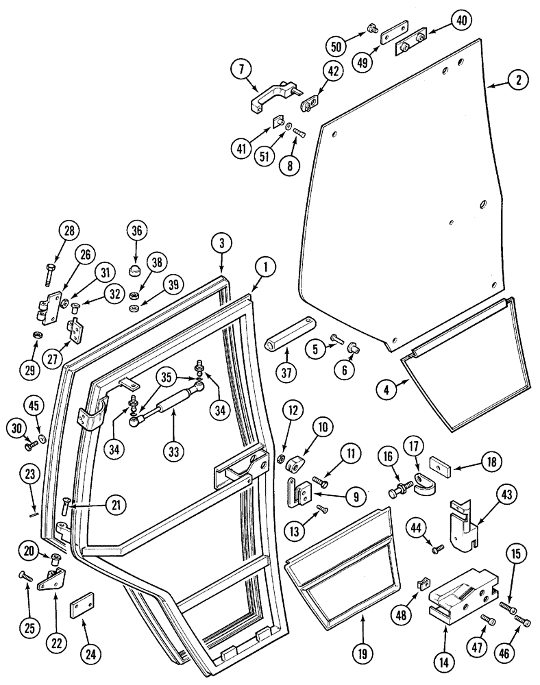 Схема запчастей Case IH 5220 - (9-072) - CAB, DOOR, LEFT, UP TO JJF1020699 (09) - CHASSIS/ATTACHMENTS