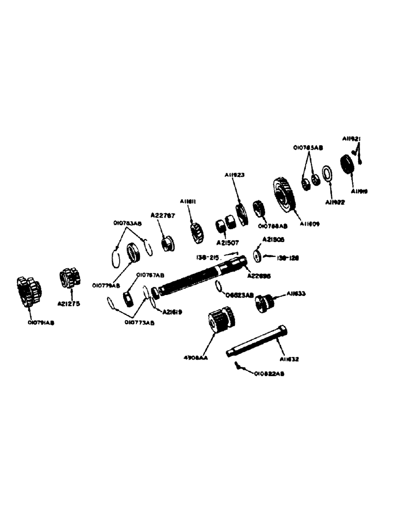 Схема запчастей Case IH 700 - (120) - SLIDING GEAR, REVERSE IDLER, AND OIL GEAR SHAFTS (06) - POWER TRAIN