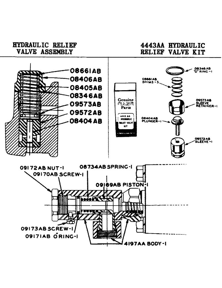 Схема запчастей Case IH 600-SERIES - (126) - HYD. CONTROL UNIT, HYD. RELIEF VALVE ASSY., 4443AA HYD. RELIEF VALVE KIT, HYD. RELIEF VALVE (08) - HYDRAULICS