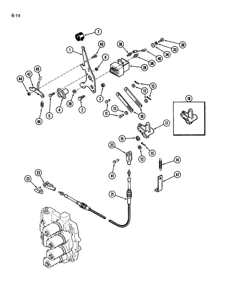 Схема запчастей Case IH 3594 - (6-014) - POWER SHIFT RANGE LINKAGE (06) - POWER TRAIN