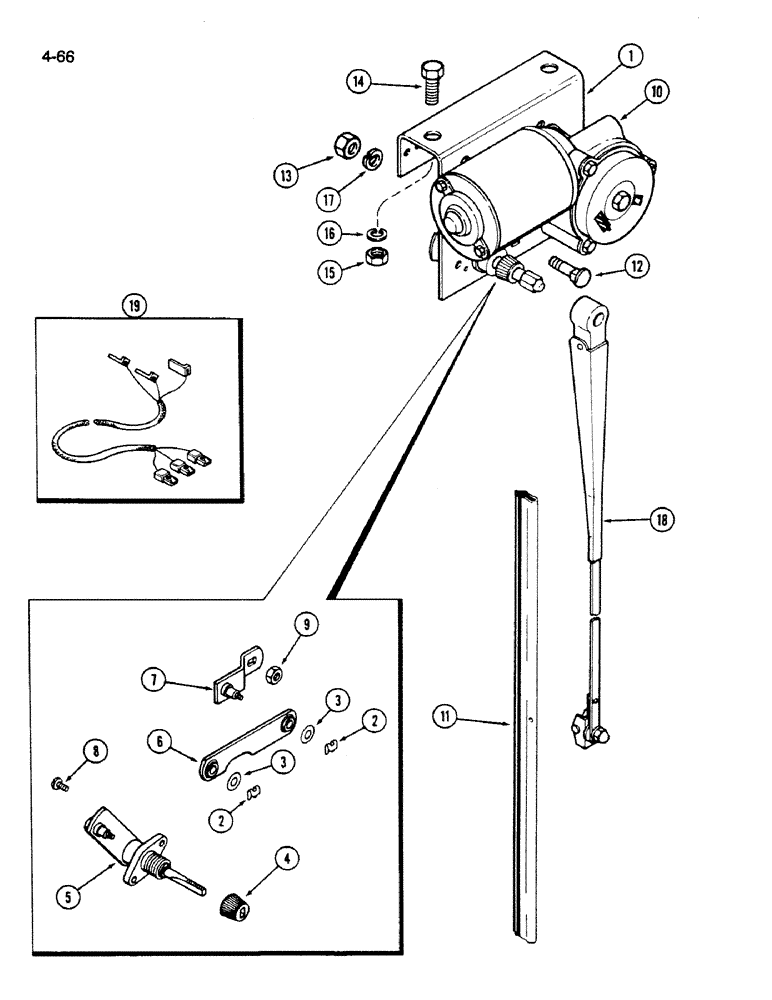 Схема запчастей Case IH 1620 - (4-066) - WINDSHIELD WIPER MOTOR (06) - ELECTRICAL