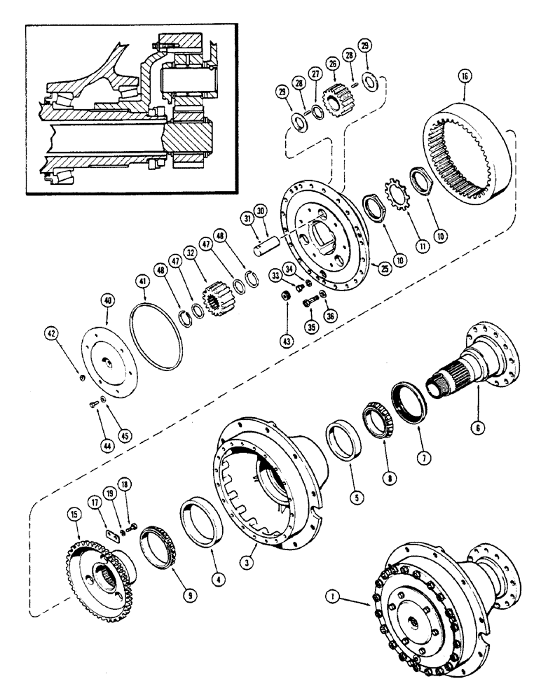 Схема запчастей Case IH 1175 - (129A) - PLANETARY ASSEMBLY, USED PRIOR TO TRACTOR SERIAL NUMBER 8715247 (06) - POWER TRAIN