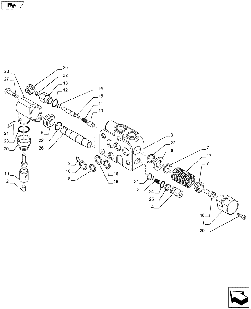 Схема запчастей Case IH FARMALL 55A - (35.204.03[01]) - REMOTE CONTROL VALVE (35) - HYDRAULIC SYSTEMS