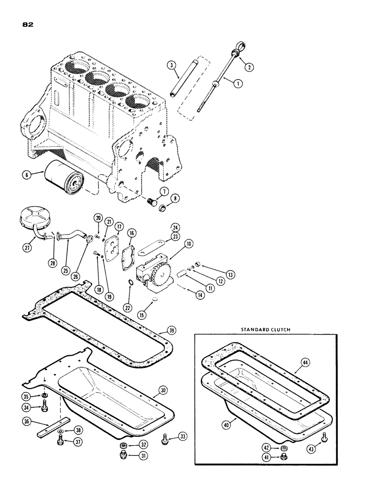 Схема запчастей Case IH 530 - (082) - OIL PUMP, OIL FILTER, OIL PAN, 430-530, 188, DIESEL ENGINE (02) - ENGINE