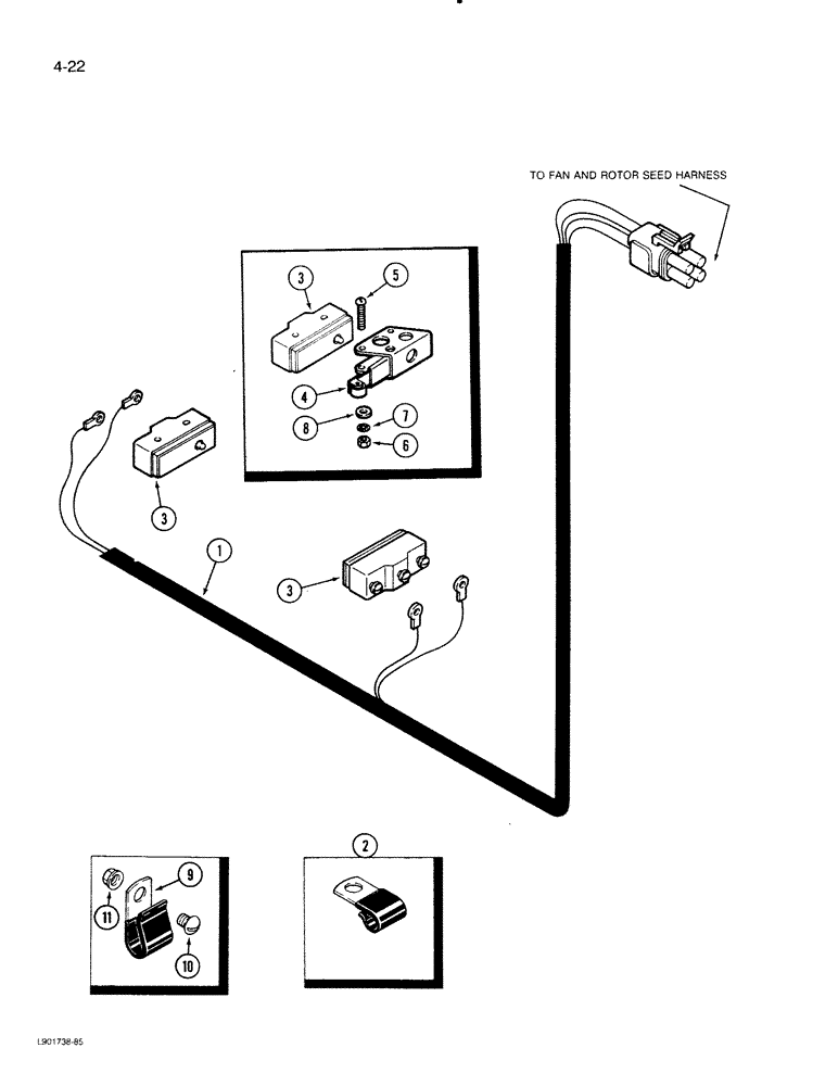 Схема запчастей Case IH 1620 - (4-22) - ROTOR LIMIT SWITCH HARNESS (06) - ELECTRICAL