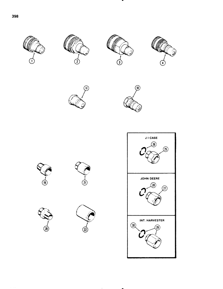 Схема запчастей Case IH 1270 - (398) - QUICK DISCONNECT ADAPTERS (08) - HYDRAULICS