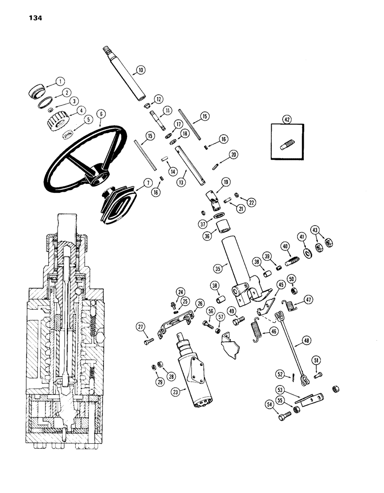 Схема запчастей Case IH 870 - (134) - ADJUSTABLE STEERING COLUMN, FIRST USED TRACTOR SERIAL NUMBER 8693001 (05) - STEERING