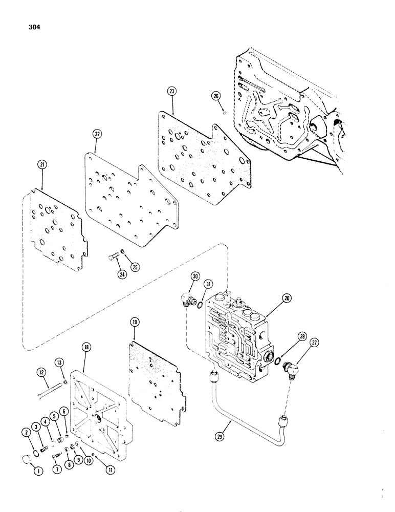 Схема запчастей Case IH 1270 - (304) - TRANSMISSION CONTROL VALVE AND TUBES (06) - POWER TRAIN