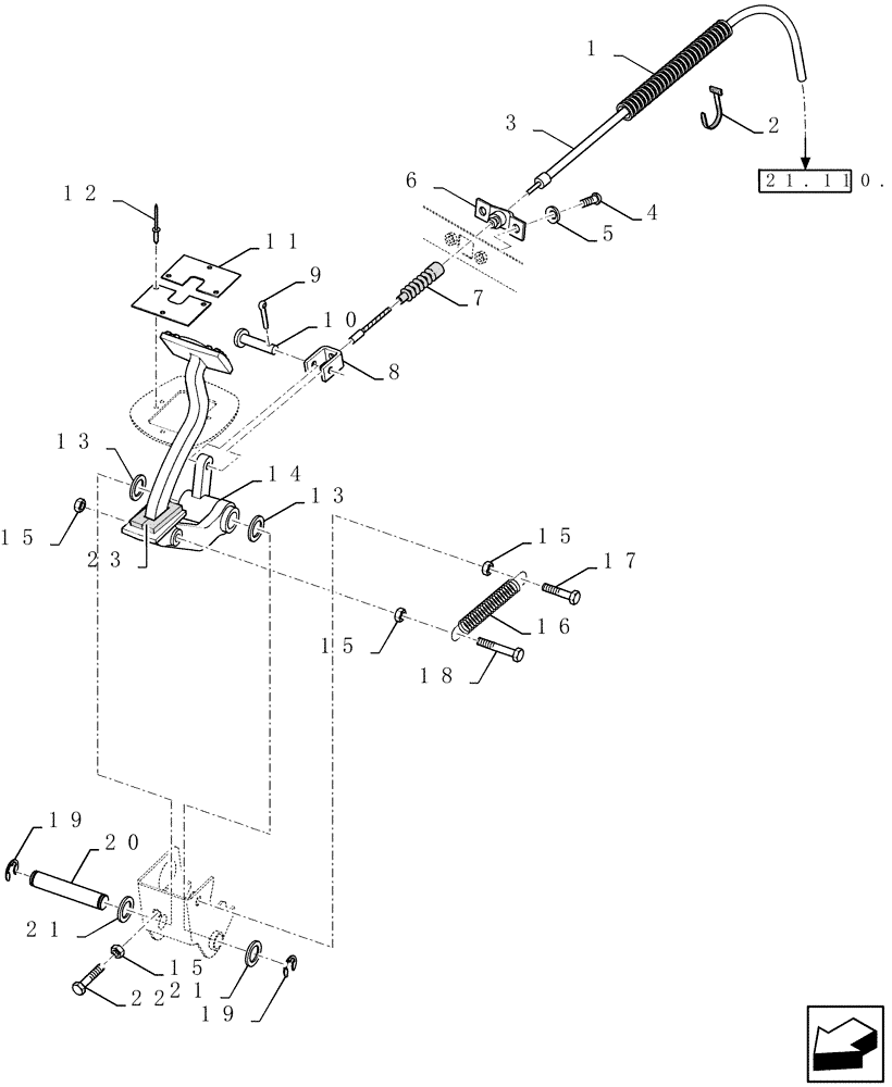 Схема запчастей Case IH 8230 - (21.182.02) - DIFFERENTIAL LOCK CONTROL (21) - TRANSMISSION