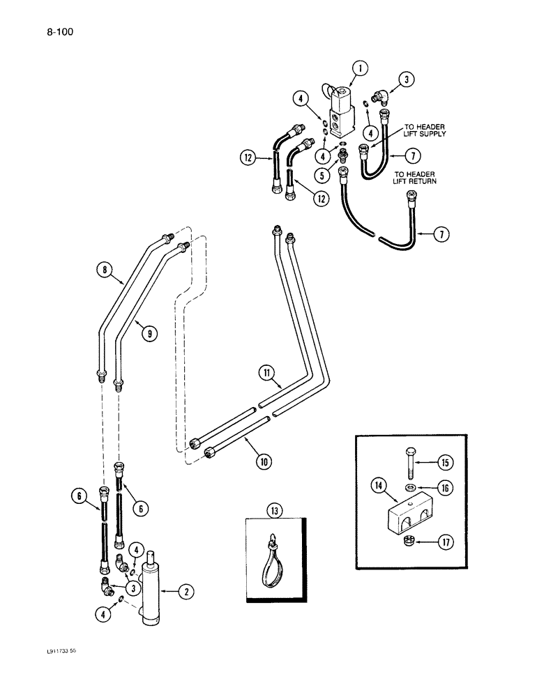 Схема запчастей Case IH 1640 - (8-100) - FEEDER CLUTCH SYSTEM, MODULAR CONTROL, PRIOR TO SERIAL NO. JJC0097190 (07) - HYDRAULICS