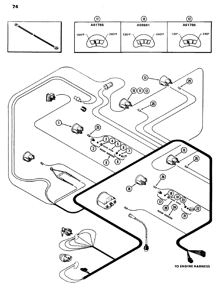 Схема запчастей Case IH 970 - (074) - INSTRUMENTS AND WIRING, (401B) DIESEL ENGINE (04) - ELECTRICAL SYSTEMS