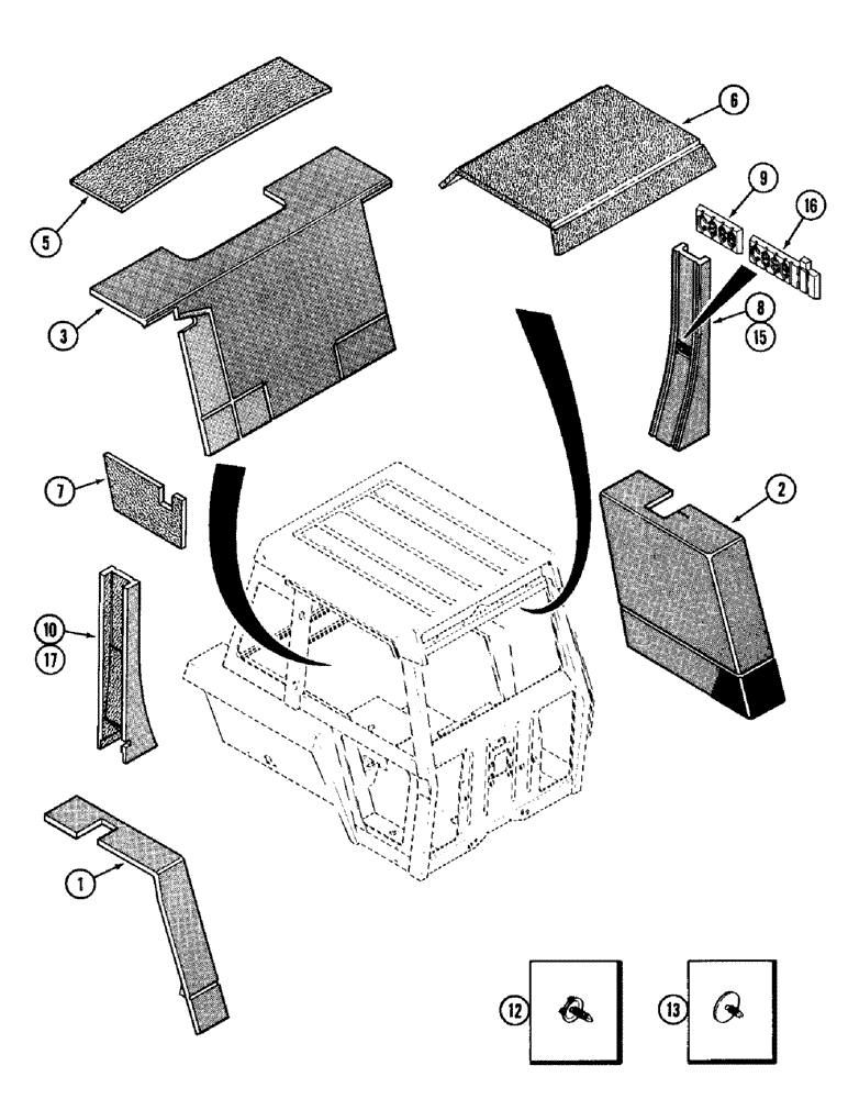 Схема запчастей Case IH 1896 - (9-424) - CAB, ACOUSTICAL COVERS (09) - CHASSIS/ATTACHMENTS