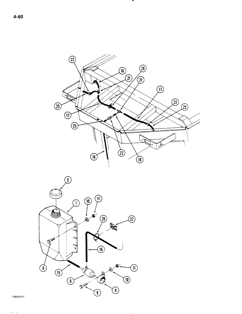 Схема запчастей Case IH STEIGER - (4-060) - WINDOW WASHER, PRIOR TO P.I.N. 1790270 (04) - ELECTRICAL SYSTEMS