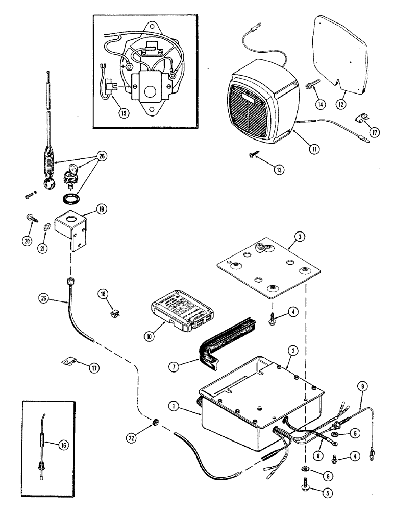 Схема запчастей Case IH 2470 - (540) - CAB, RADIO AND STEREO TAPE PLAYER, PRIOR TO CAB SERIAL NO. 7864002 (09) - CHASSIS/ATTACHMENTS