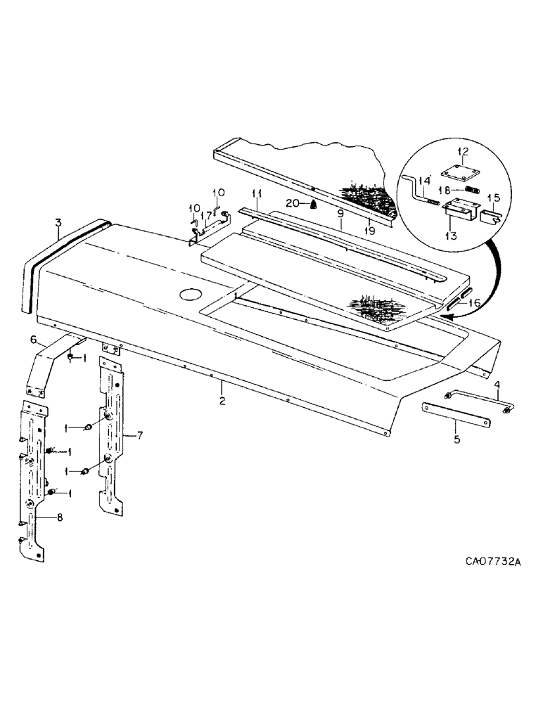 Схема запчастей Case IH 3688 - (13-02) - SUPERSTRUCTURE, HOOD, SCREEN AND SUPPORTS (05) - SUPERSTRUCTURE