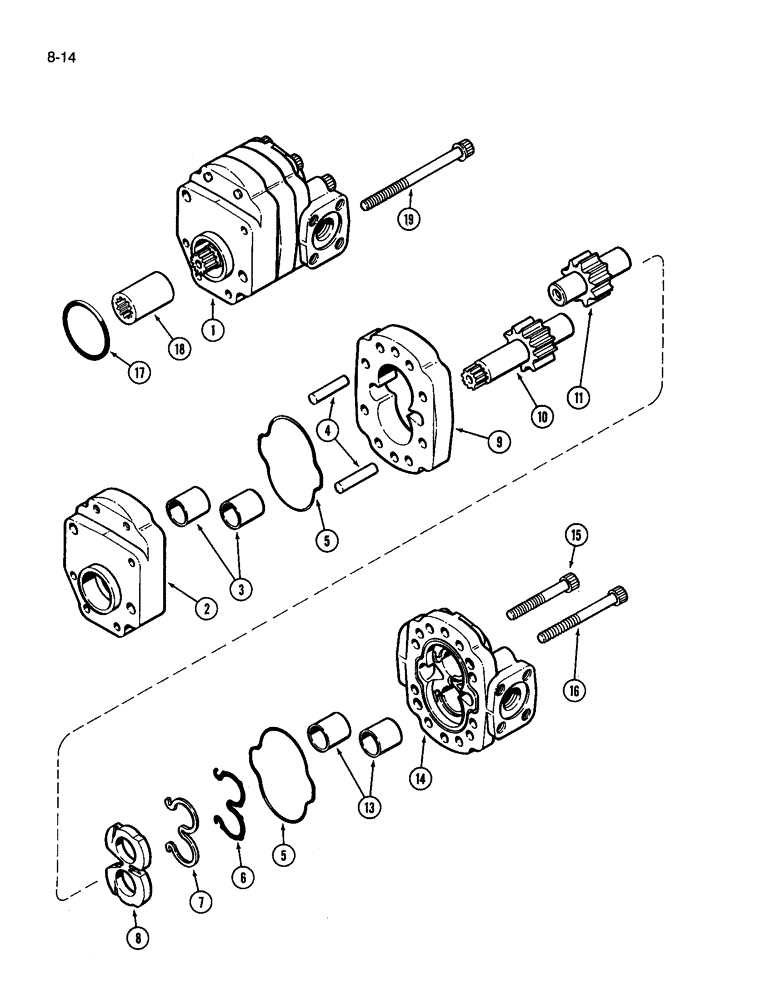 Схема запчастей Case IH 3594 - (8-014) - GEAR AND PISTON PUMP ASSEMBLY (08) - HYDRAULICS