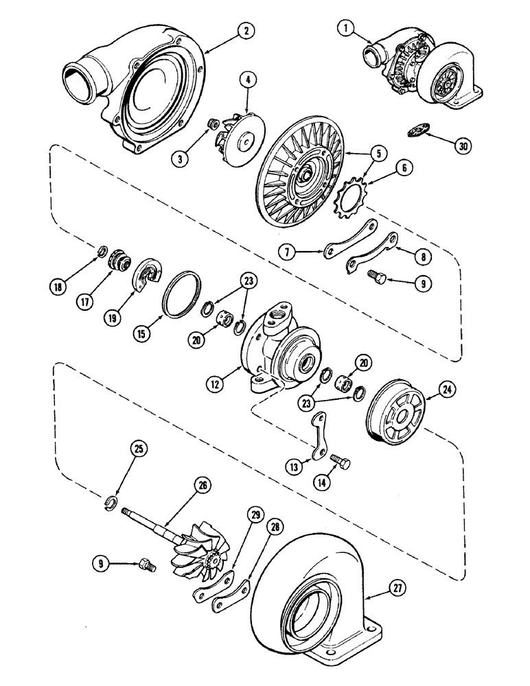 Схема запчастей Case IH 2594 - (2-20) - TURBOCHARGER, 504BDT DIESEL ENGINE (02) - ENGINE