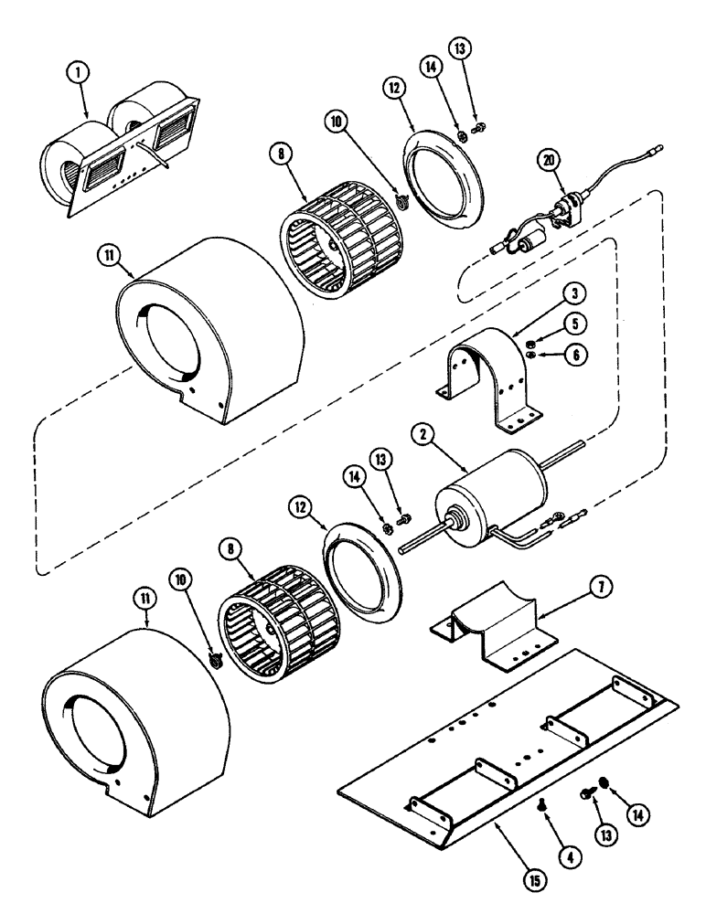 Схема запчастей Case IH 4890 - (9-434) - CAB, BLOWER ASSEMBLY, CAB SERIAL NO. 12054687 AND AFTER WITH 3-23/64 (85.33MM) WIDTH FAN (09) - CHASSIS/ATTACHMENTS