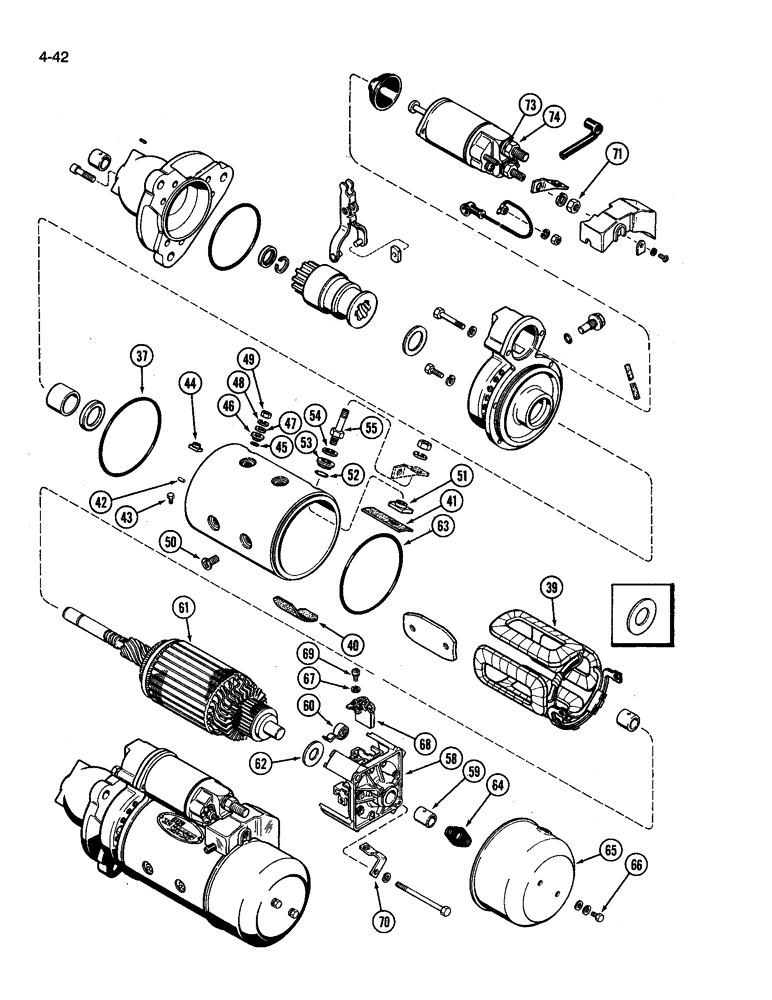 Схема запчастей Case IH 3394 - (4-42) - STARTER ASSEMBLY - A162469 (CONTINUED) (04) - ELECTRICAL SYSTEMS