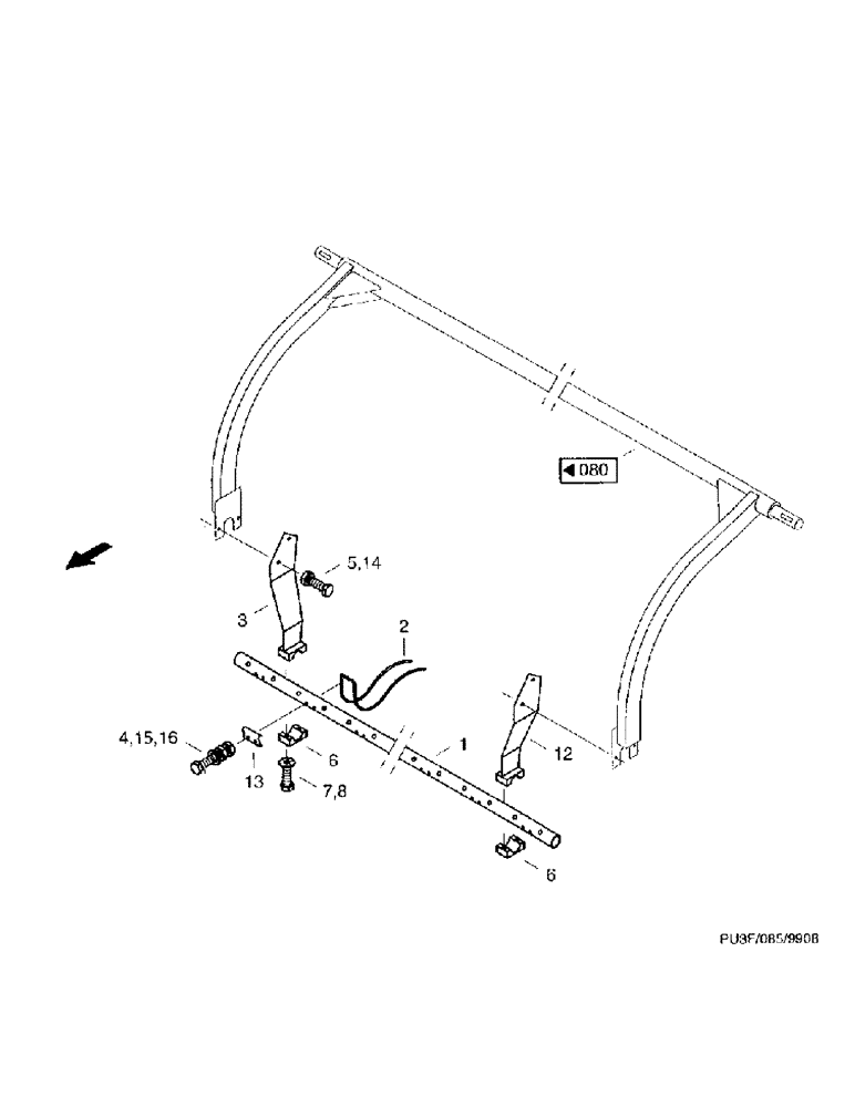 Схема запчастей Case IH PU3F0 - (12) - TINE COMPRESSING RAKE (58) - ATTACHMENTS/HEADERS