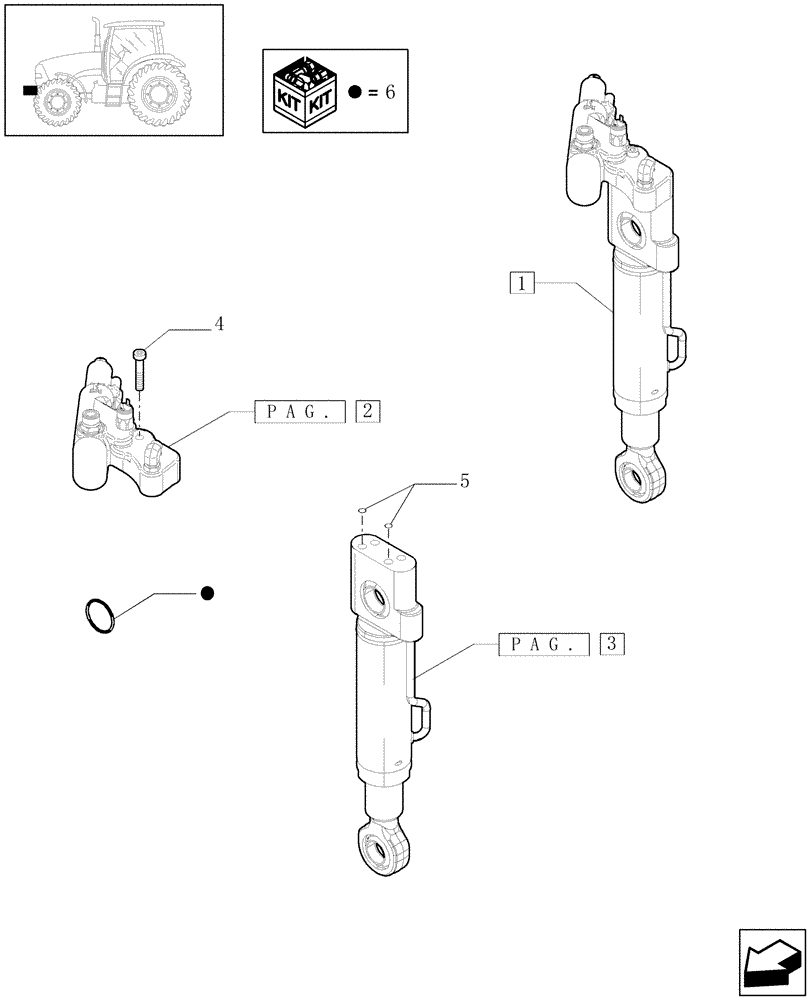 Схема запчастей Case IH PUMA 180 - (1.21.3[04]) - (VAR.212-463) 4WD FRONT AXLE WITH ACTIVE SUSPENSIONS - CYLINDER - C5972 (03) - TRANSMISSION