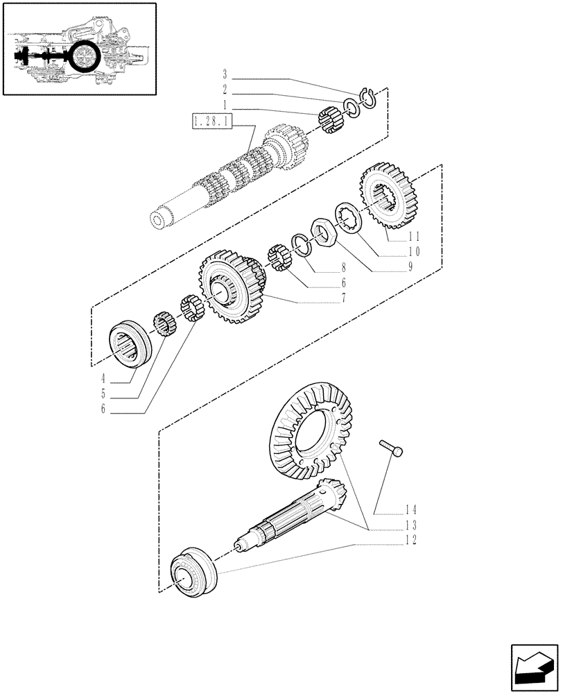 Схема запчастей Case IH JX1095N - (1.32.1[01]) - CENTRAL REDUCTION GEARS (03) - TRANSMISSION