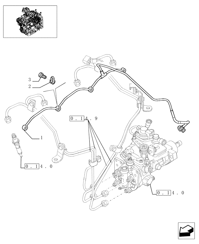 Схема запчастей Case IH MXU110 - (0.20.4) - INJECTION EQUIPMENT - PIPING (01) - ENGINE