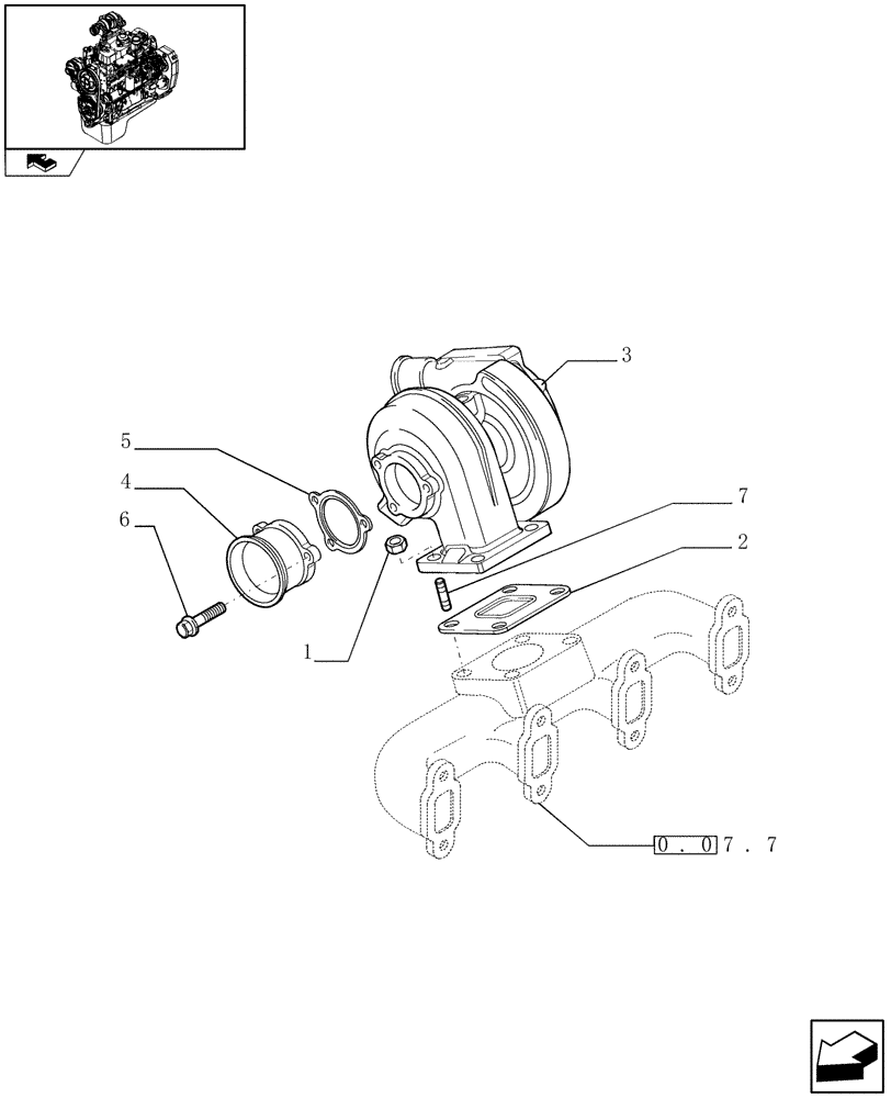 Схема запчастей Case IH F4GE9484A J601 - (0.24.0) - TURBOCHARGING (504085542 - 504115842) 