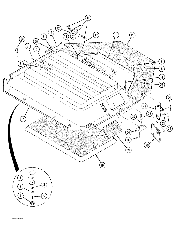 Схема запчастей Case IH 9310 - (9-076) - CAB OVERHEAD CONSOLE (09) - CHASSIS/ATTACHMENTS