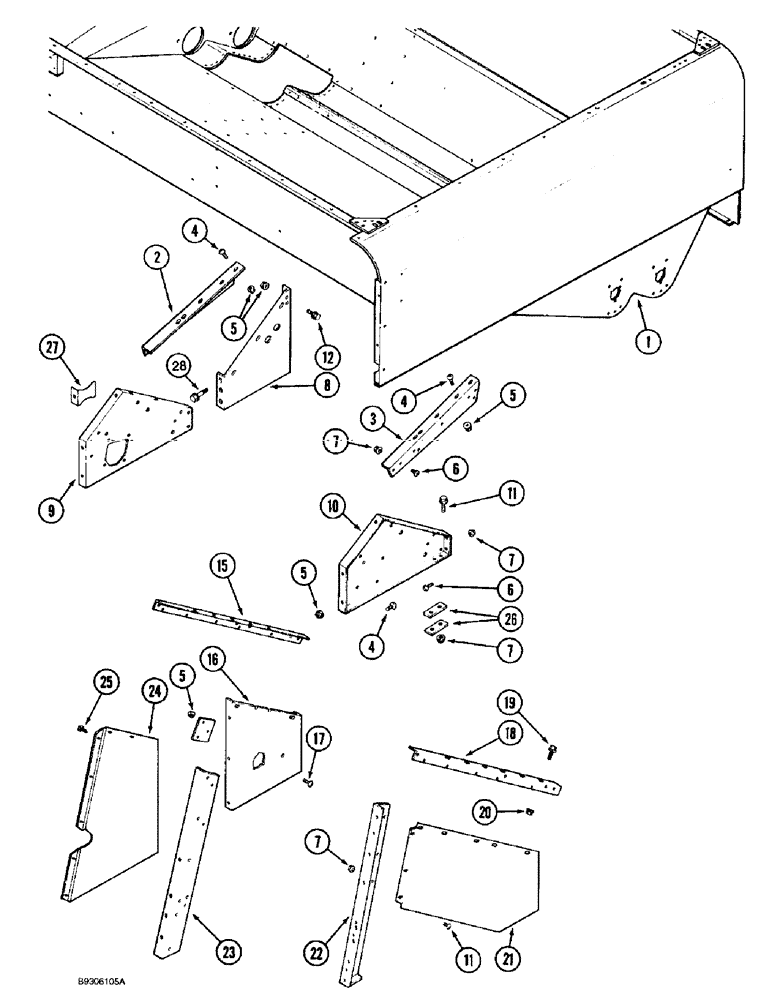 Схема запчастей Case IH 1688 - (9E-04) - GRAIN TANK LOWER SUPPORTS (17) - GRAIN TANK & UNLOADER