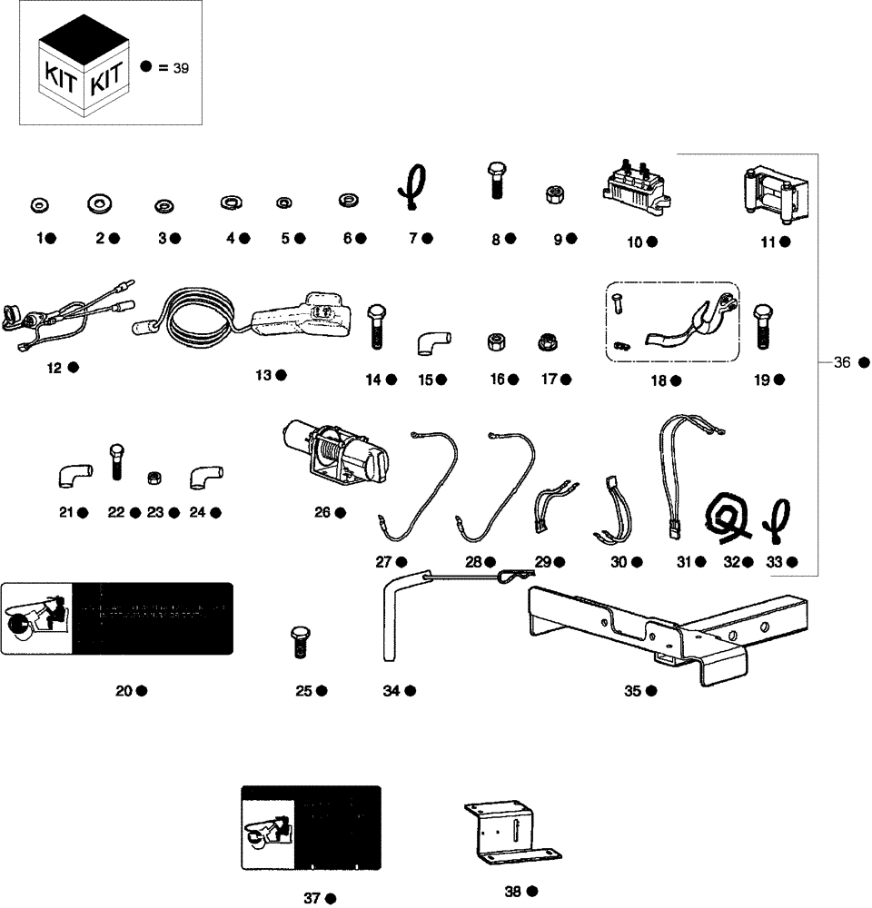 Схема запчастей Case IH SCOUT - (88.100.01) - DIA KIT, WINCH (88) - ACCESSORIES