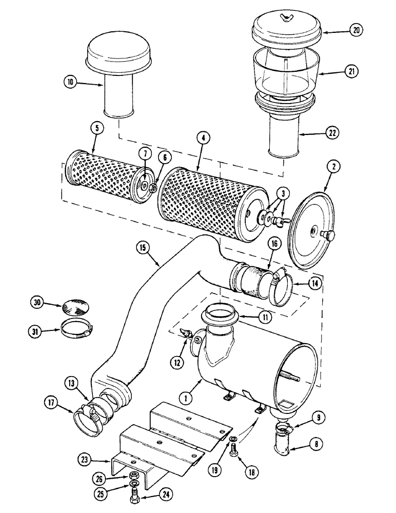 Схема запчастей Case IH 1494 - (2-008) - AIR CLEANER (02) - ENGINE