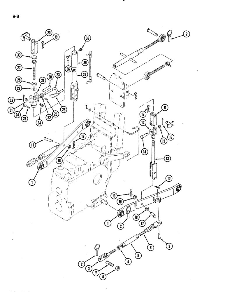 Схема запчастей Case IH 275 - (9-08) - THREE POINT HITCH (09) - CHASSIS/ATTACHMENTS