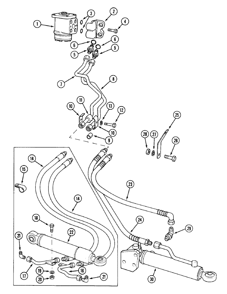 Схема запчастей Case IH 1394 - (5-126) - STEERING CYLINDER AND TUBES, MFD TRACTORS WITH CAB (05) - STEERING