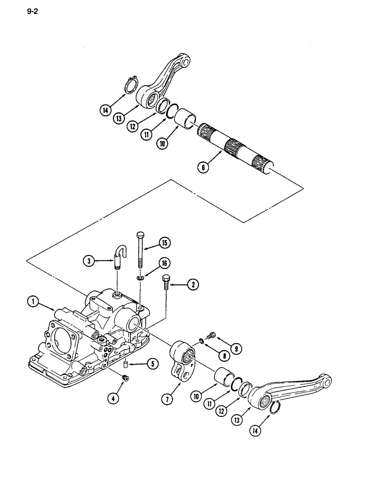 Схема запчастей Case IH 255 - (9-02) - HITCH SYSTEM, HOUSING, ROCKSHAFT AND LIFT ARMS (09) - CHASSIS/ATTACHMENTS