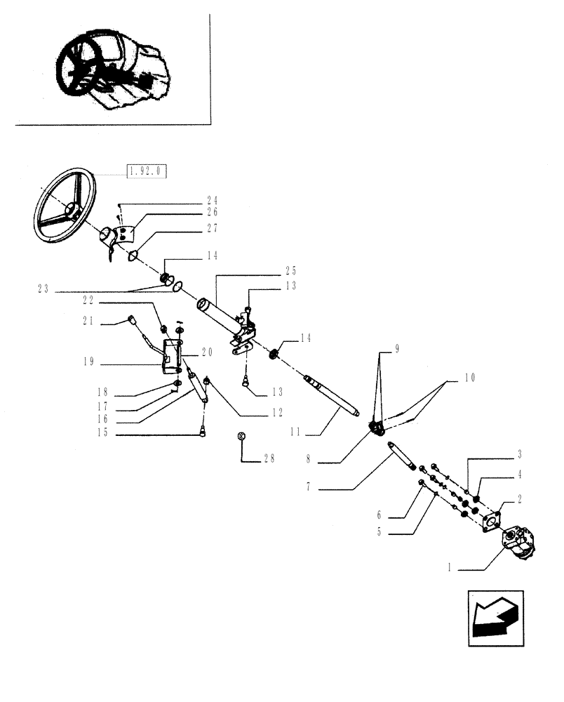 Схема запчастей Case IH JX80 - (1.63.1/01) - (VAR.540) CLASS 2 FRONT AXLE WITH 2ND STEERING CYLINDER (40KPH) (04) - FRONT AXLE & STEERING