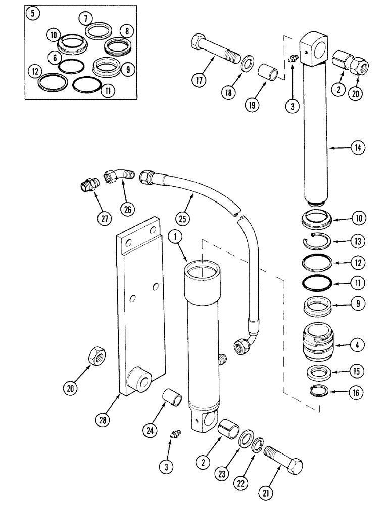 Схема запчастей Case IH 1394 - (8-366) - SHORT SUPPORT CYLINDER - LINKAGE, P.I.N. 11505480 AND AFTER (08) - HYDRAULICS