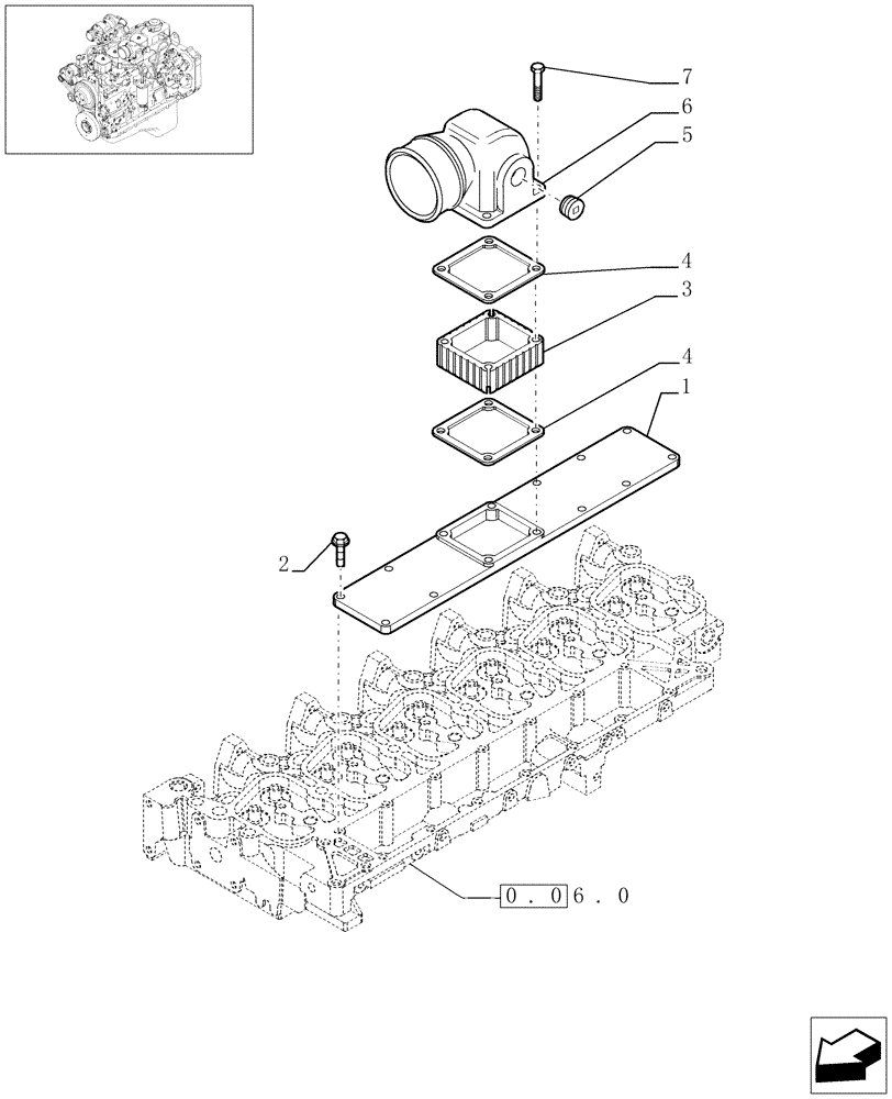 Схема запчастей Case IH PX170 - (0.07.1[01]) - INTAKE MANIFOLD - PX170 (504018088 - 4890349) (02) - ENGINE