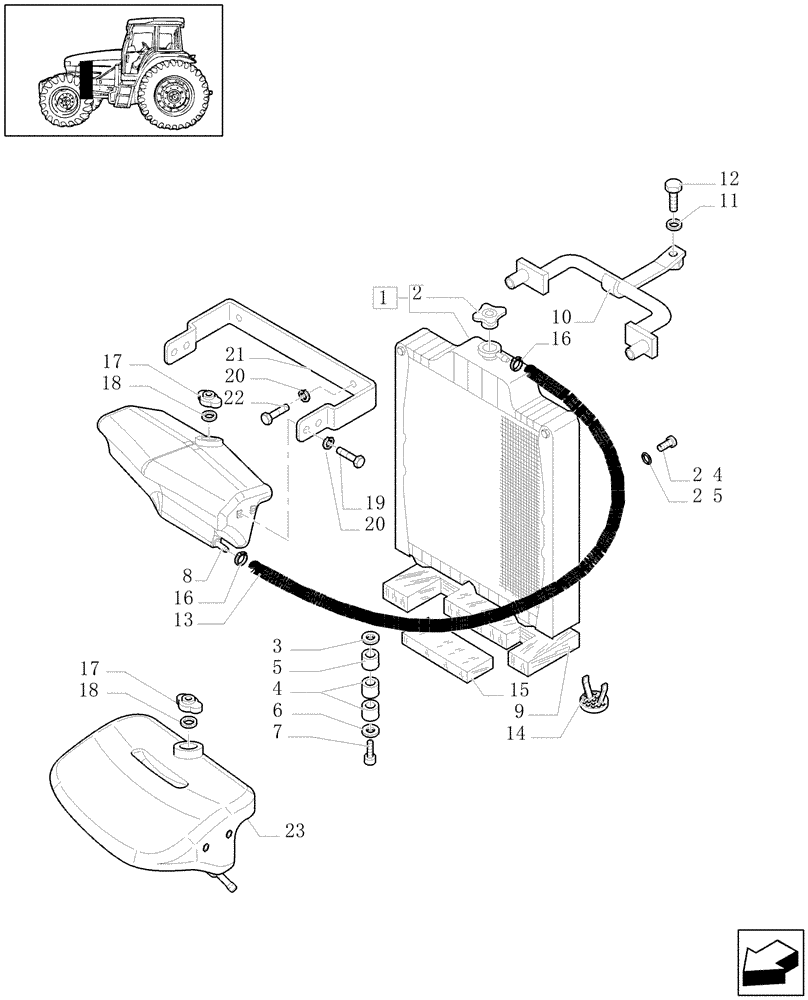 Схема запчастей Case IH JX1090U - (1.17.0) - RADIATOR AND COOLING TANK (02) - ENGINE EQUIPMENT