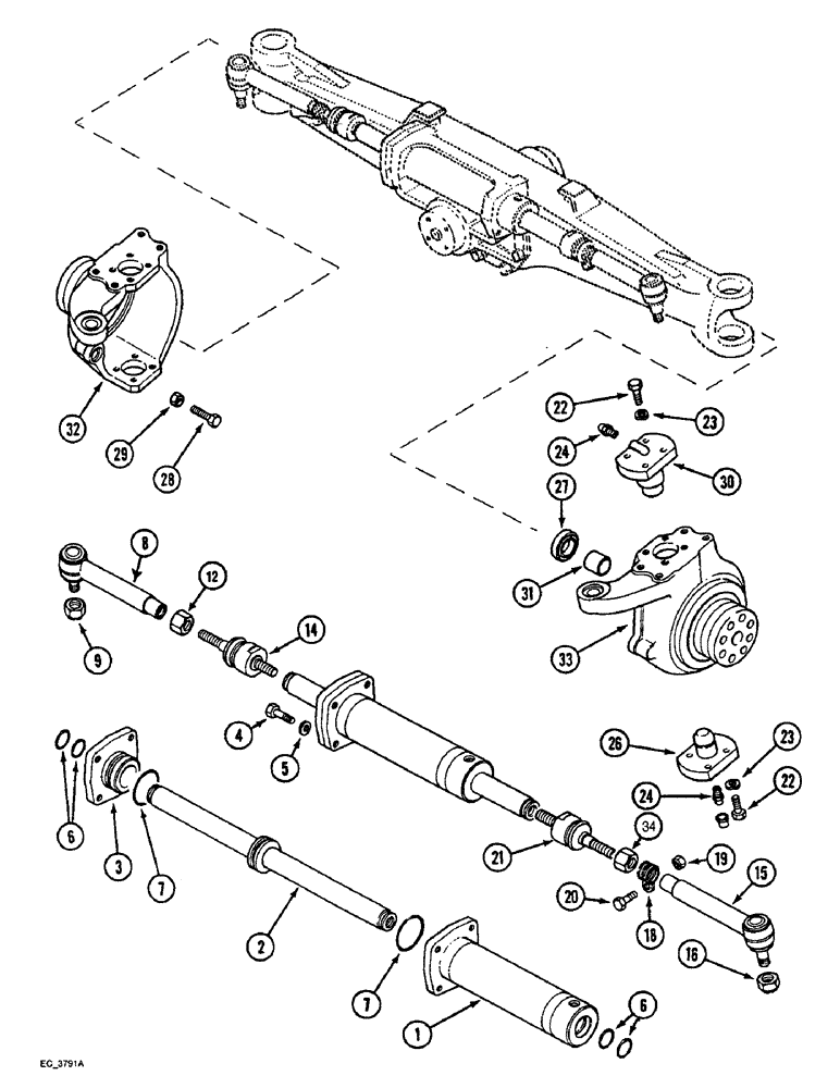 Схема запчастей Case IH 4230 - (5-40) - MECHANICAL FRONT DRIVE, STEERING CYLINDER AND TIE RODS (05) - STEERING