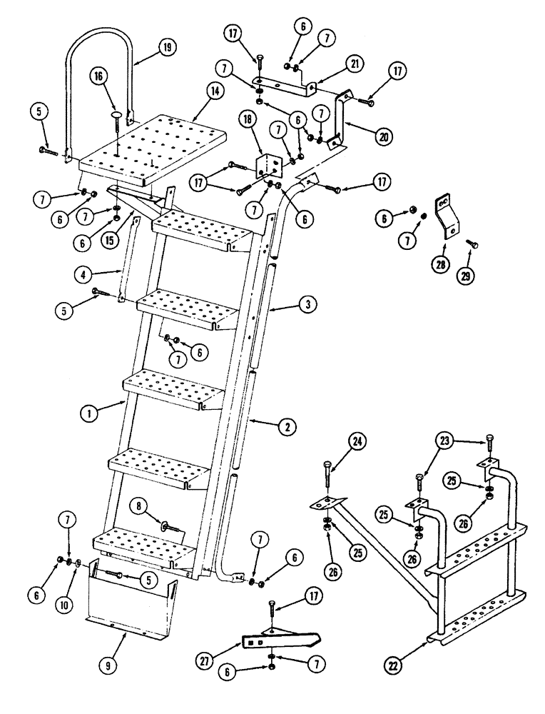 Схема запчастей Case IH 1822 - (9E-36) - STEPS AND LADDERS, 1822 COTTON PICKER (12) - CHASSIS