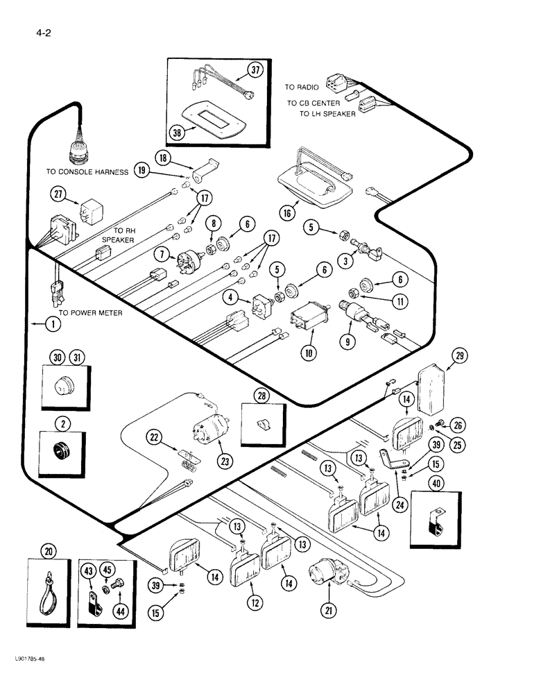 Схема запчастей Case IH 1822 - (4-02) - CAB ROOF HARNESS (06) - ELECTRICAL SYSTEMS