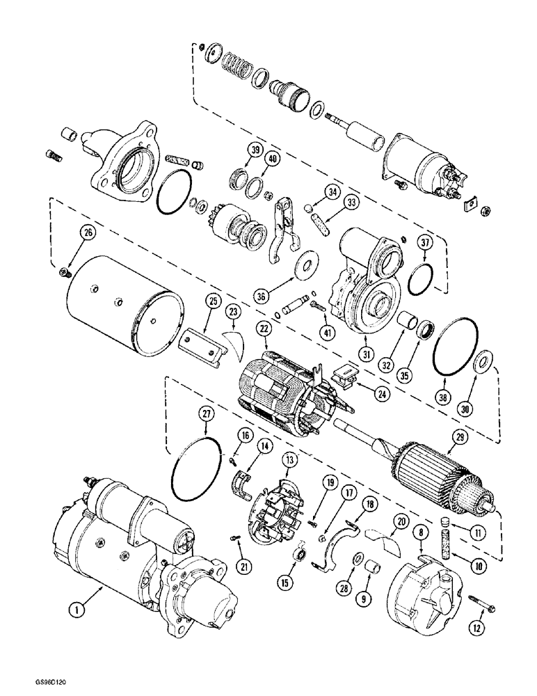 Схема запчастей Case IH 1400 - (4-24) - STARTER ASSEMBLY, DELCO REMY, HEAVY DUTY SEALED (06) - ELECTRICAL SYSTEMS