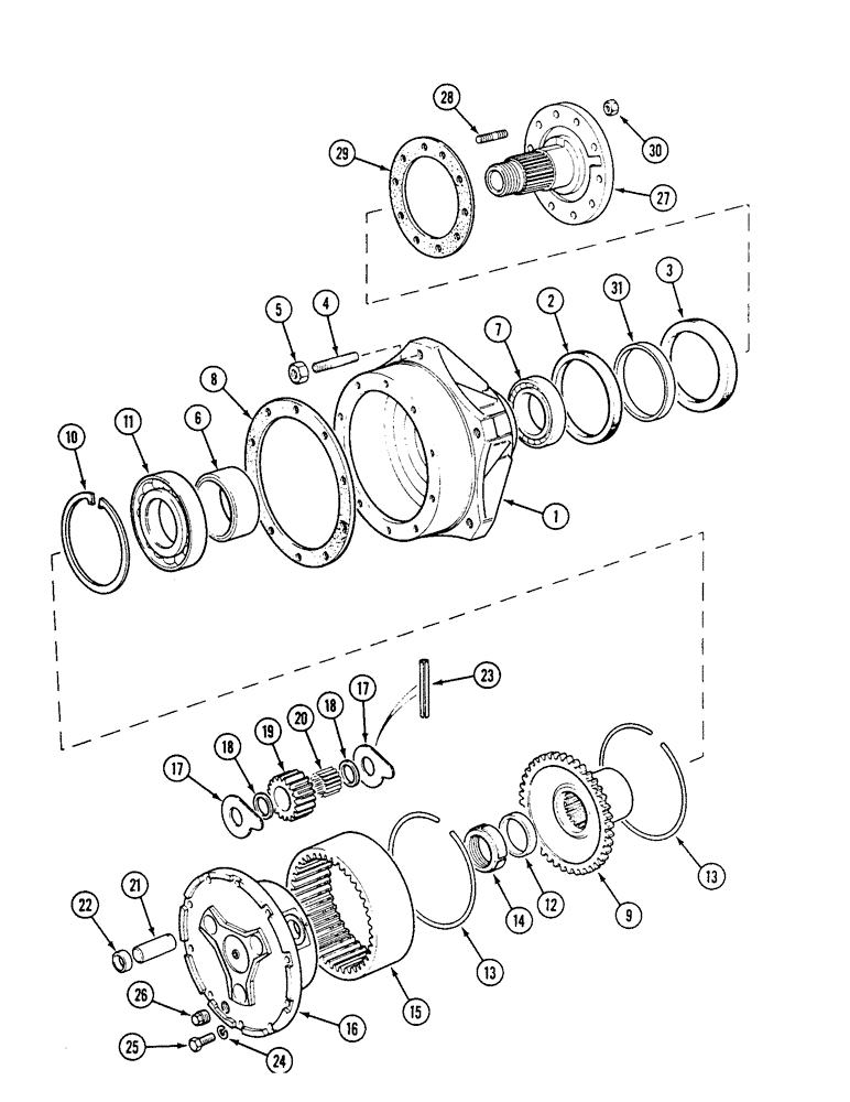 Схема запчастей Case IH 1494 - (5-138) - FRONT HUBS AND PLANETARIES, MFD TRACTORS, PRIOR TO P.I.N. 11518001 (05) - STEERING