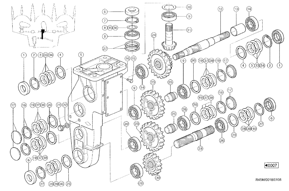 Схема запчастей Case IH RU450 - (0018) - MAIN GEARBOX (58) - ATTACHMENTS/HEADERS