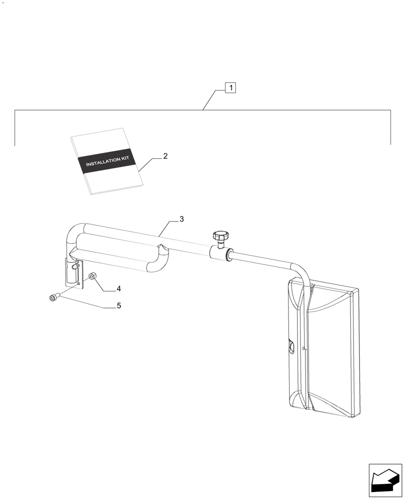 Схема запчастей Case IH FARMALL 140A - (88.100.90[01]) - DIA KIT EXTENSION MIRROR CAB (88) - ACCESSORIES