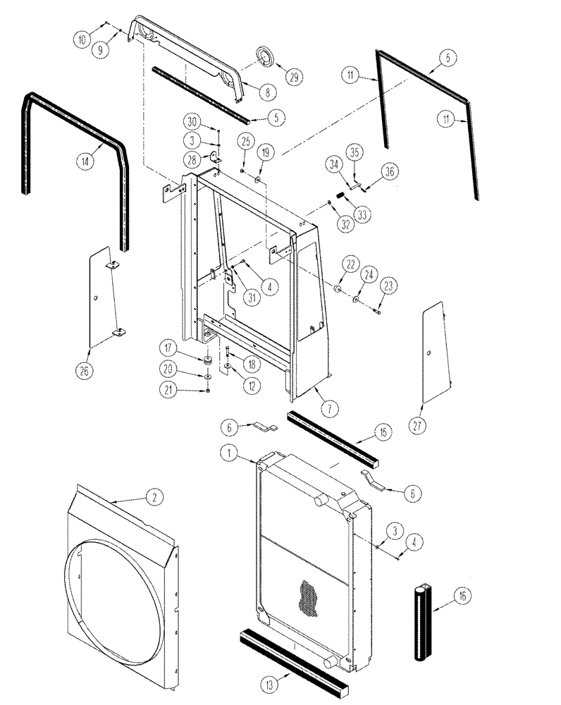 Схема запчастей Case IH STX325 - (02-03) - RADIATOR MOUNTING STX 325 TRACTOR (02) - ENGINE