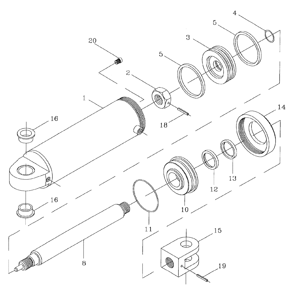 Схема запчастей Case IH 7700 - (B02[08]) - HYDRAULIC CYLINDER {ELEVATOR SLEW} Hydraulic Components & Circuits