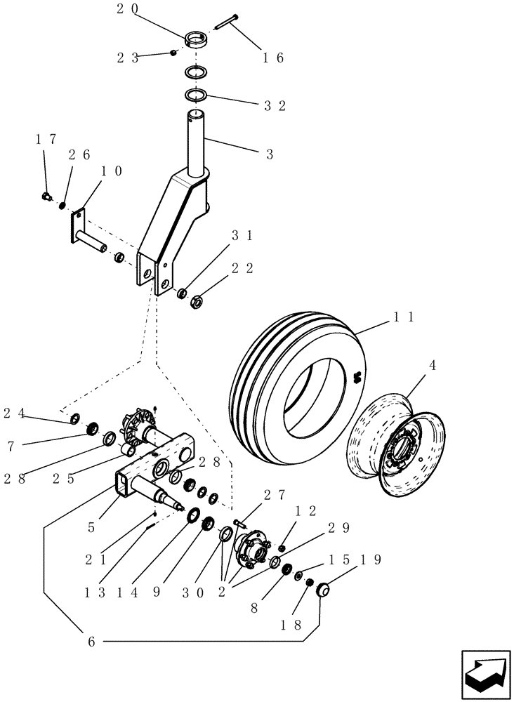 Схема запчастей Case IH 30 - (44.100.01) - CASTER - STANDARD 6 BOLT HUB (44) - WHEELS